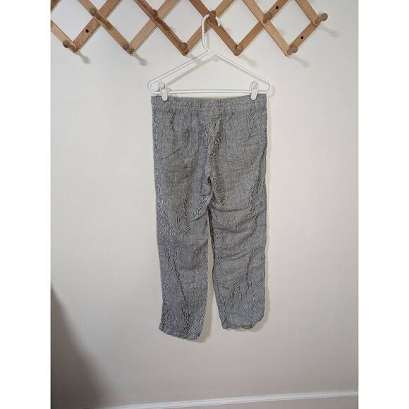 Allen Allen USA Stiped Linen Drawstring Wide Leg Pants - Size M - Picture 5 of 9